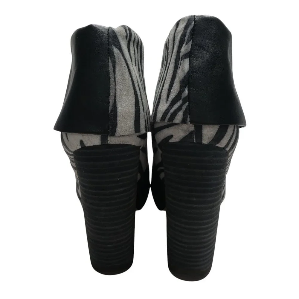 Matt Bernson Special Project Triad Zebra Patent Leather Foldover Heeled Boots